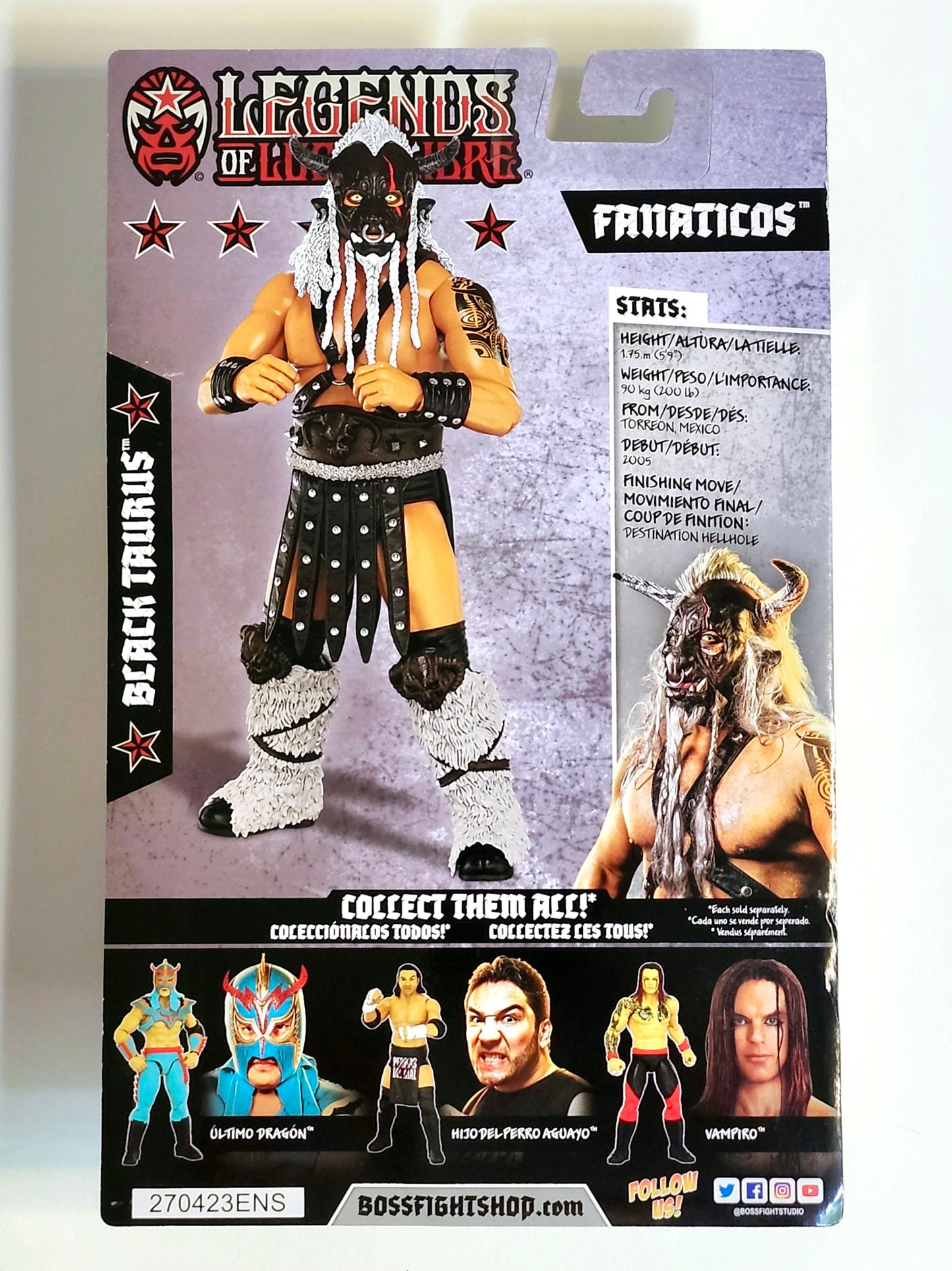 Legends of Lucha Libre Fanaticos Wave 2 Black Taurus 1:12 Scale Action Figure