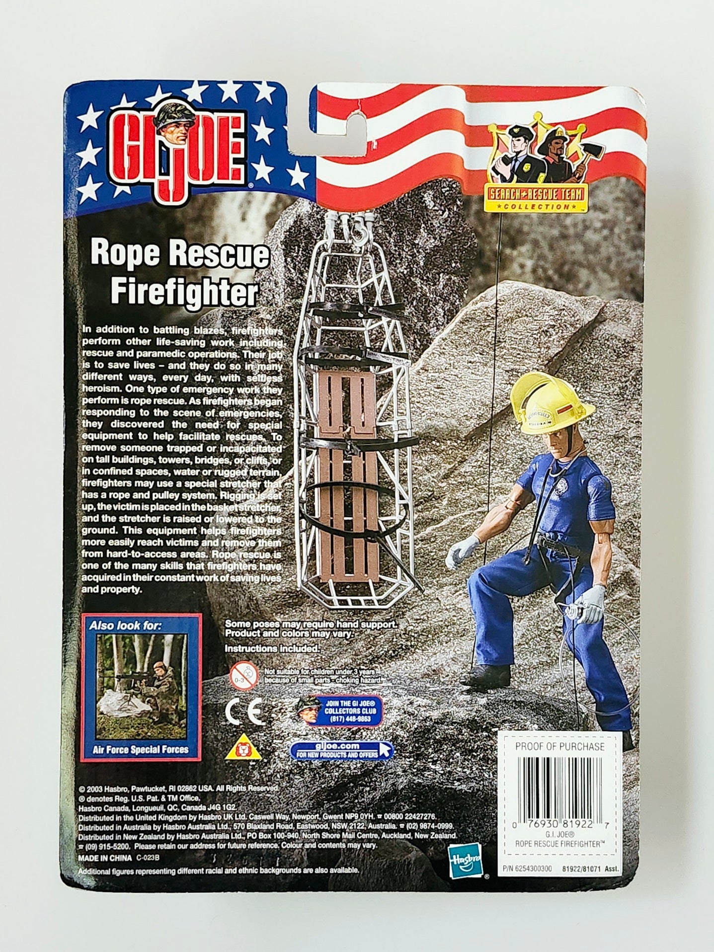 G.I. Joe Search & Rescue Team Collection Rope Rescue Firefighter (Hispanic) 12-Inch Action Figure