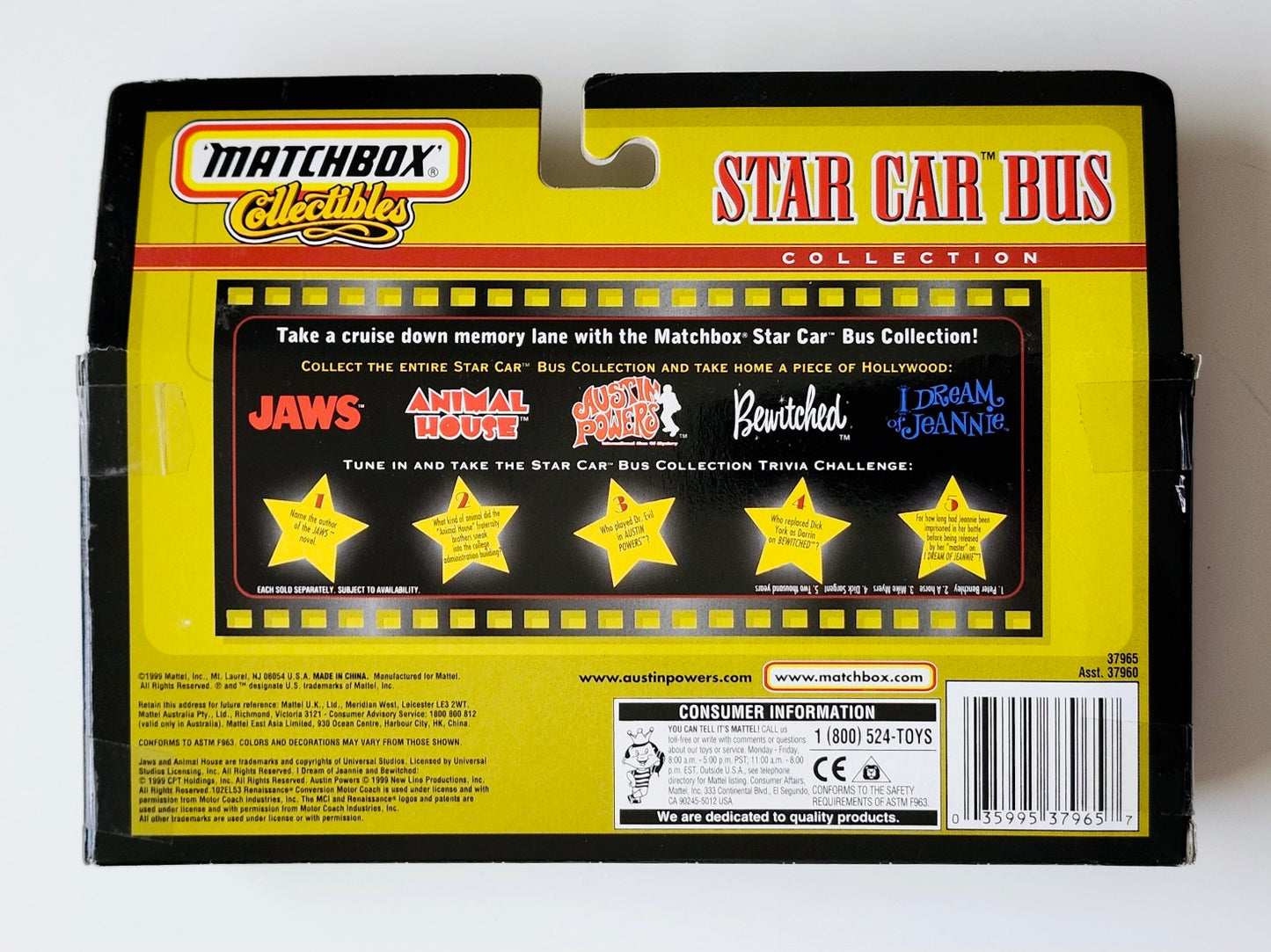 Matchbox Collectibles Star Car Bus Collection Austin Powers Yellow Bus