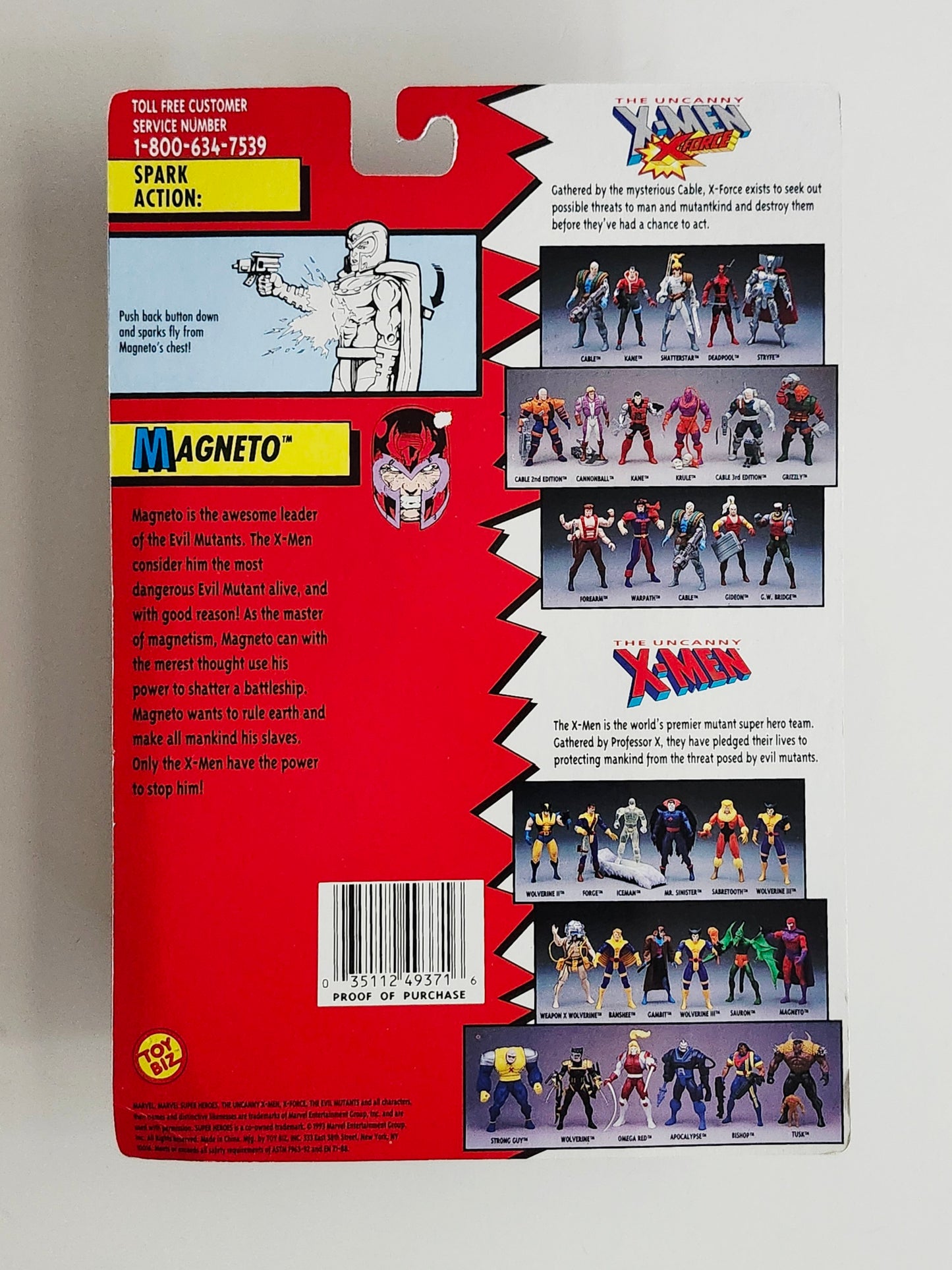 X-Men Magneto with Super Spark Action (Red Striped Gloves) 5-Inch Action Figure, 1993