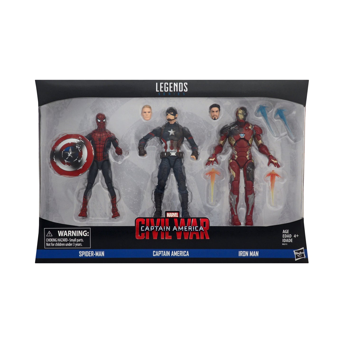 Marvel Legends Captain America: Civil War Action Figure 3-Pack (Spider-Man, Captain America, Iron Man)