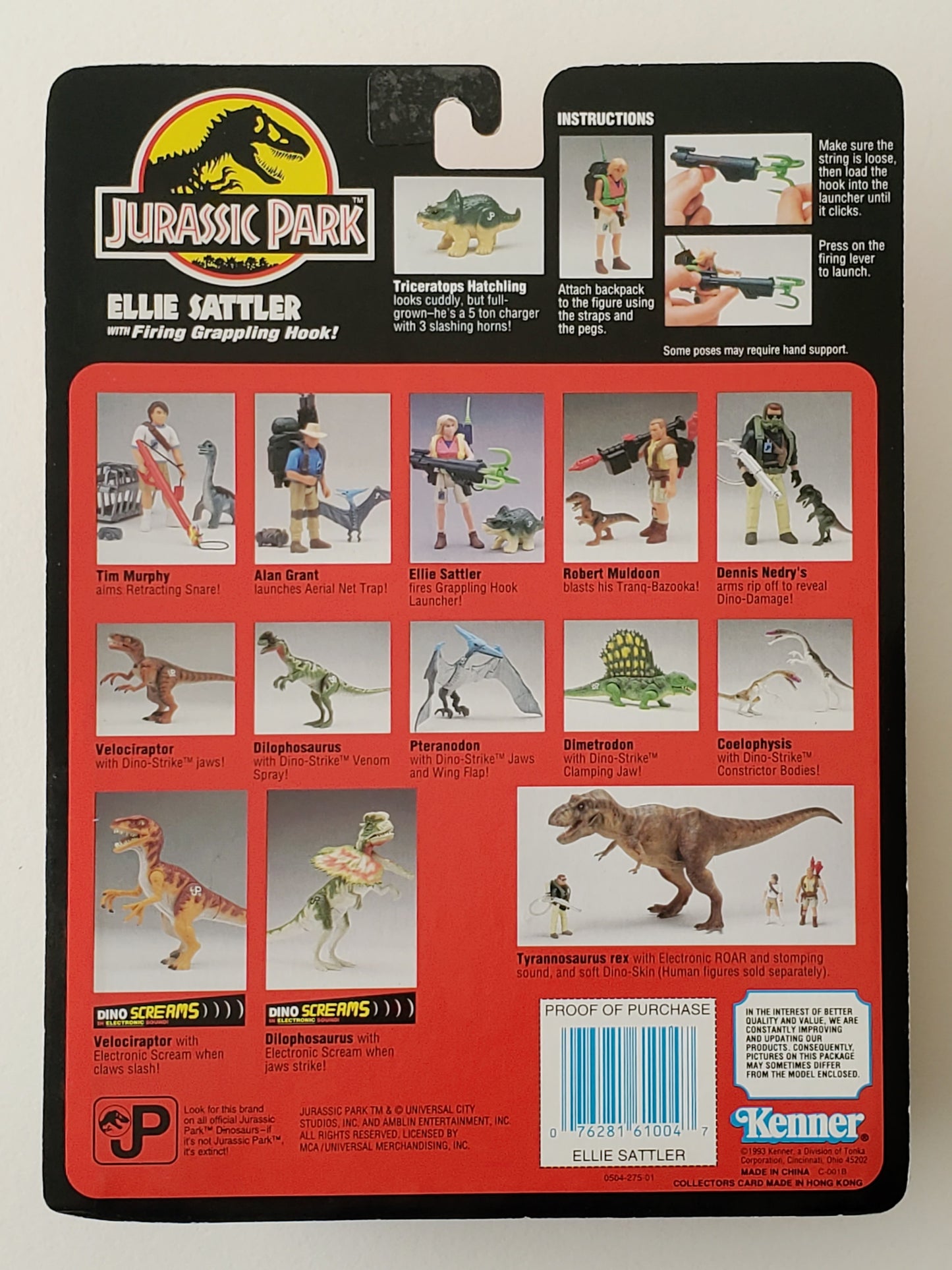 Jurassic Park Series I Ellie Sattler with Firing Grappling Hook Action Figure