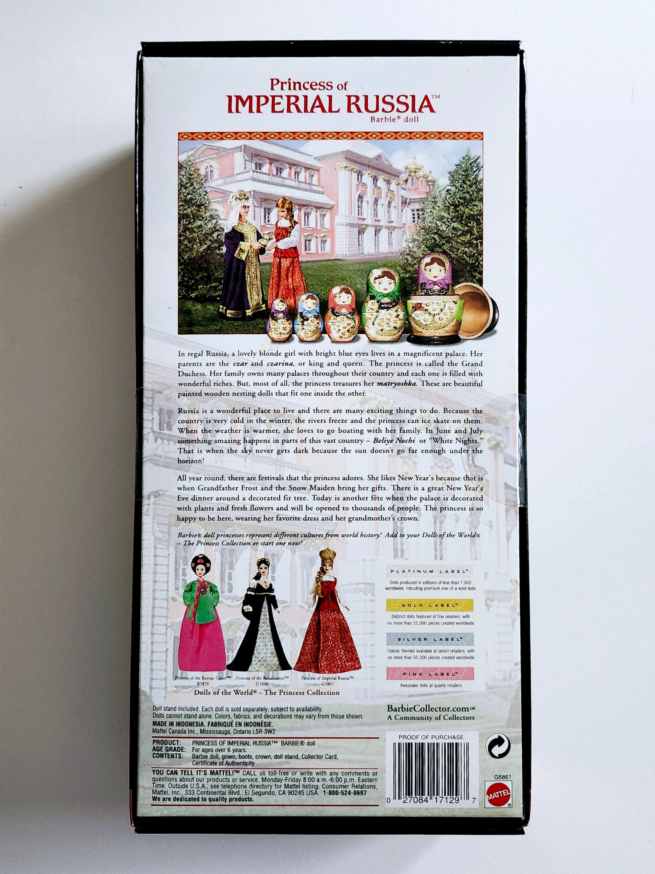 Dolls of the World Princess of Imperial Russia Barbie Doll Action Figures and Collectible Toys