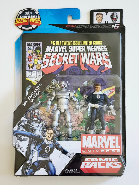 Marvel Universe Mr. Fantastic & Ultron 25th Anniversary Secret Wars 3.75-Inch Action Figure Comic Pack