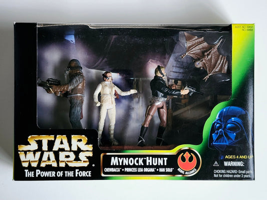 Star Wars: Power of the Force Mynock Hunt 3.75-Inch Action Figure Set (Chewbacca, Princess Leia Organa, Han Solo)