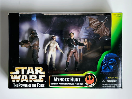 Star Wars: Power of the Force Mynock Hunt 3.75-Inch Action Figure Set (Chewbacca, Princess Leia Organa, Han Solo)