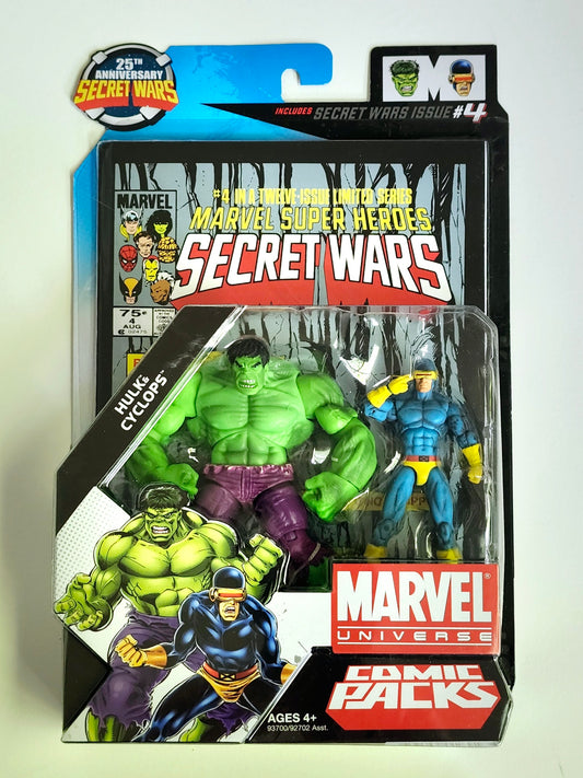 Marvel Universe Hulk & Cyclops 25th Anniversary Secret Wars 3.75-Inch Action Figure Comic Pack