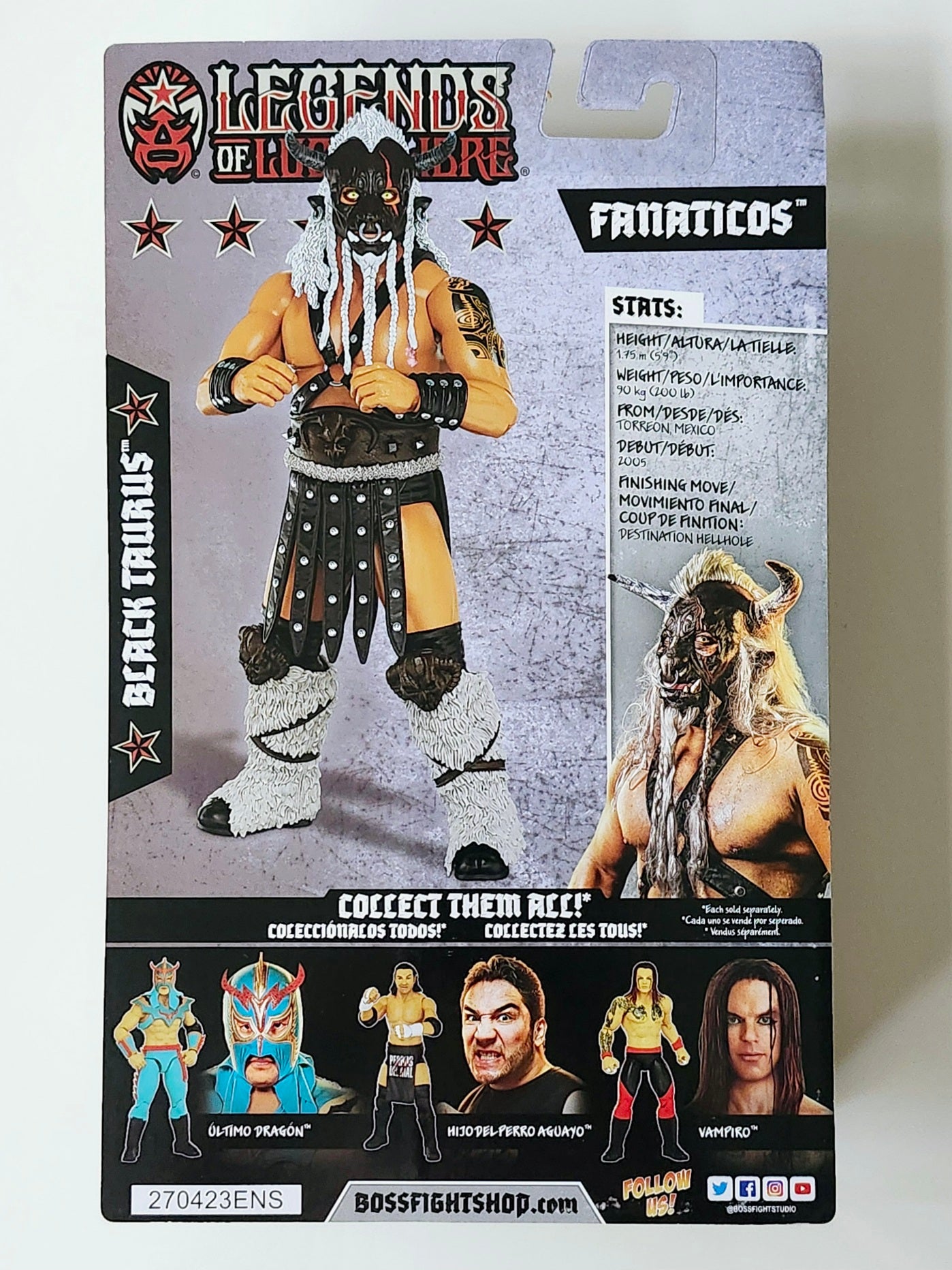 Legends of Lucha Libre Fanaticos Wave 2 Black Taurus 1:12 Scale Action Figure