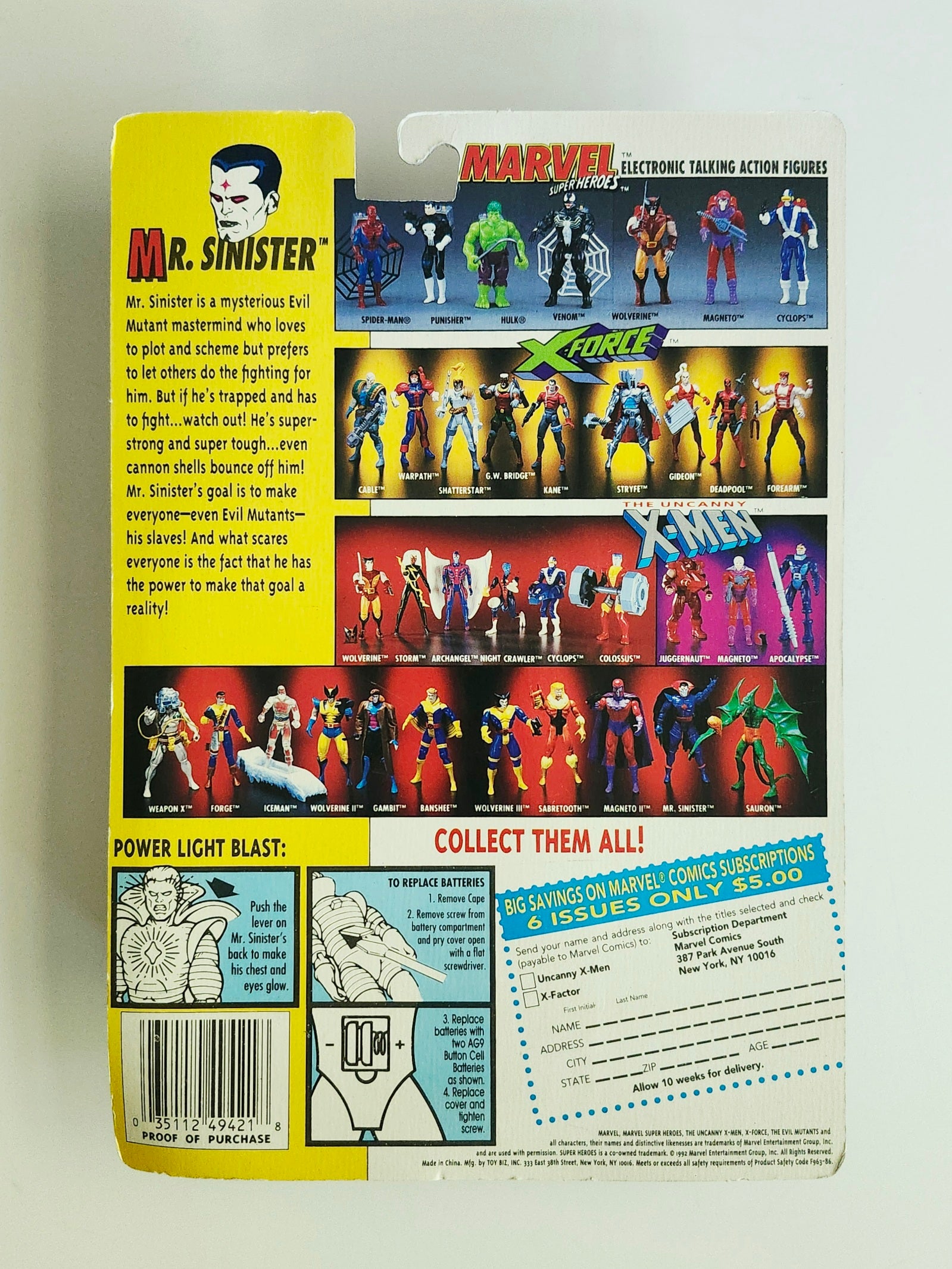  Man まとめ売り X-Men Mr. Sinister 5-Inch Action Figure, 1992 – Action Figures and