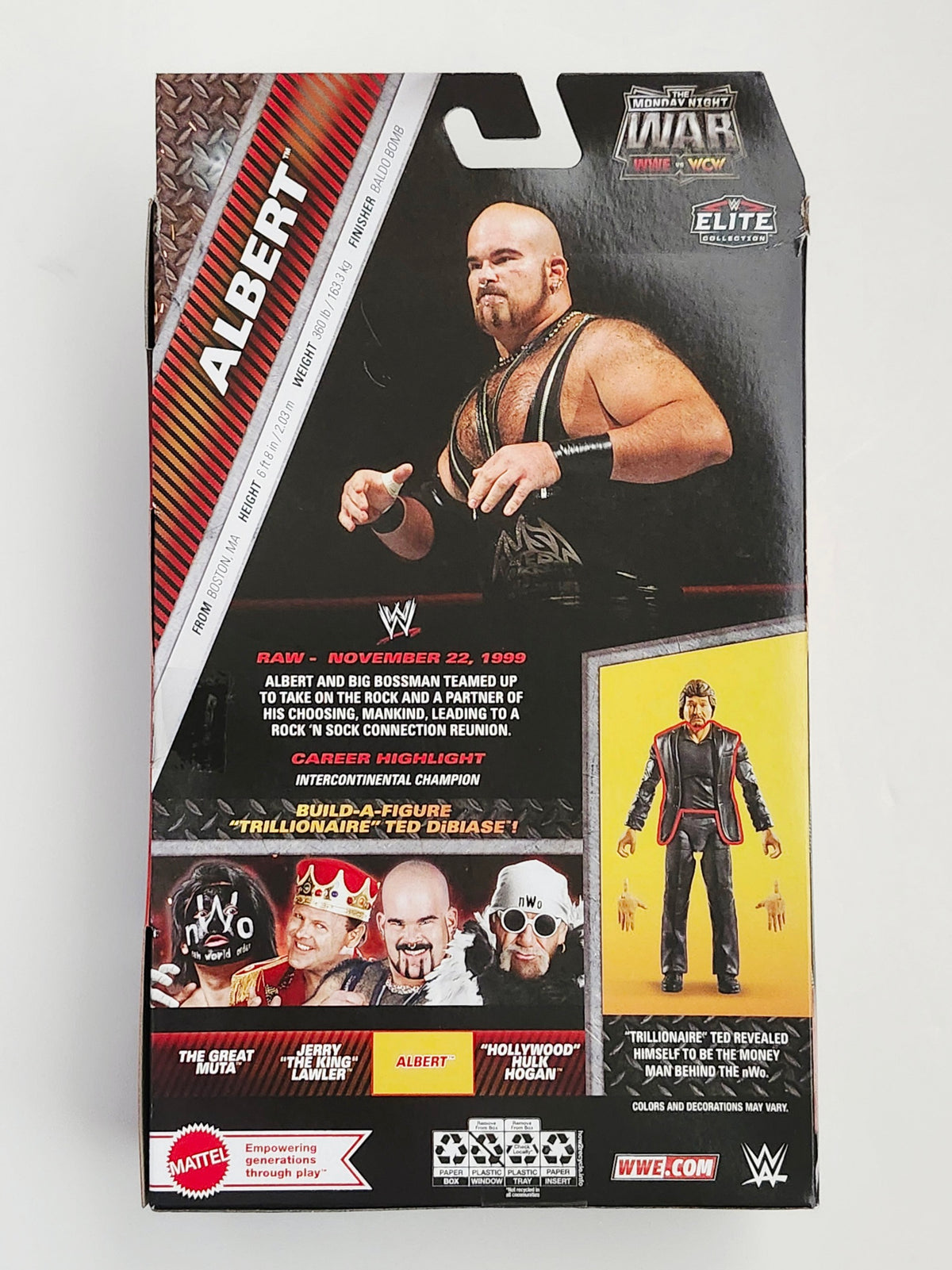 WWE Elite Monday Night War Collection Albert Action Figure and "Trillionaire" Ted DiBiasi Build-A-Figure Piece, Not Mint