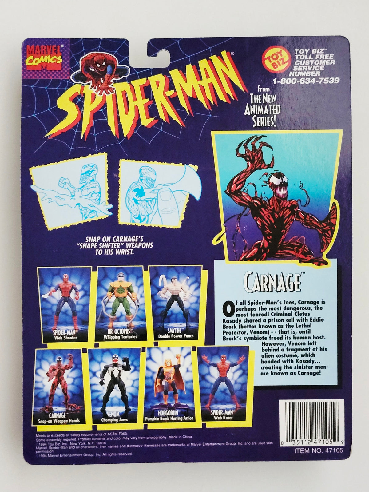 Spider-Man Carnage with Weapon Arms 5-Inch Action Figure
