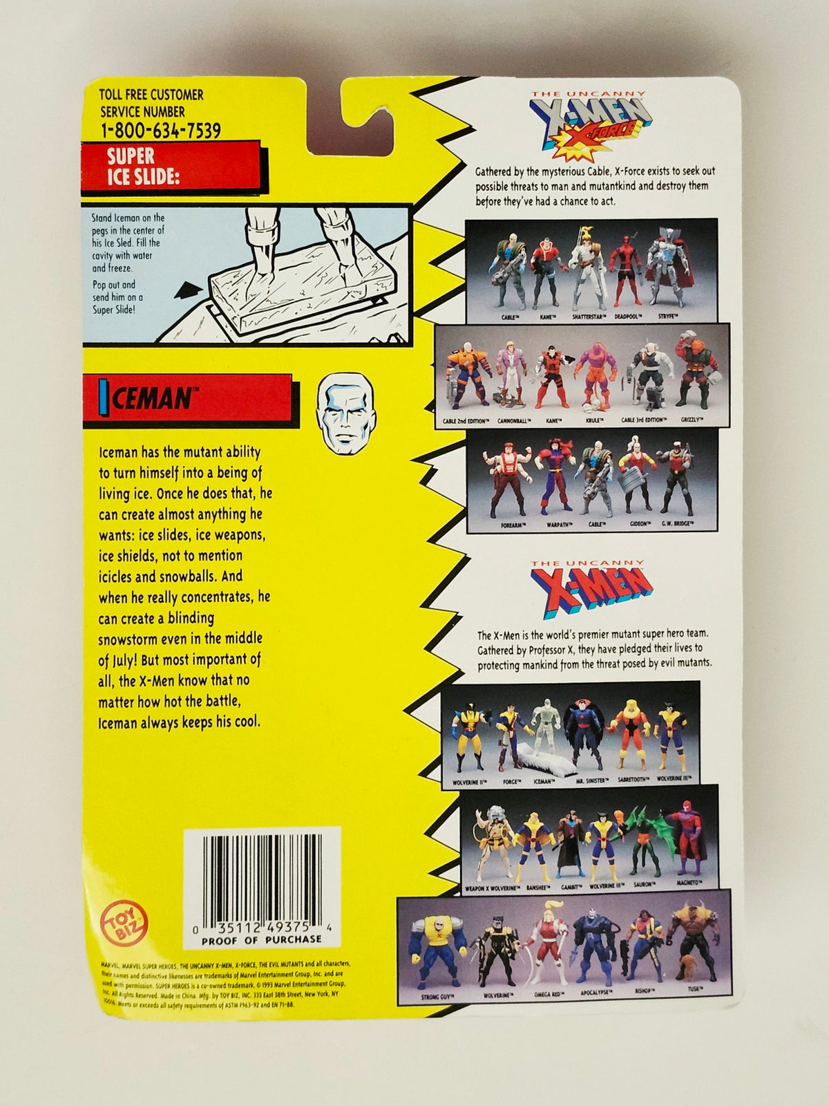X-Men Iceman with Super Ice Slide (Blue) 5-Inch Action Figure, 1993