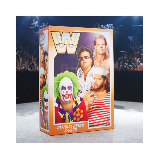 WWE Retro Wave 3 Action Figure 4-Pack Bundle (Lex Luger, Greg "The Hammer" Valentine, Doink the Clown, and Tugboat)