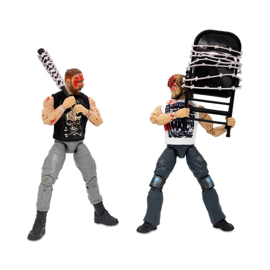 AEW Unrivaled Collection Blood & Guts Series Jon Moxley & Kenny Omega Exploding Barbed Wire Death Match Exclusive Action Figure 2-Pack