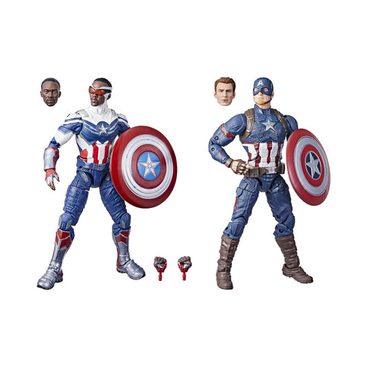 Marvel Legends Captain America (Sam Wilson and Steve Rogers) Action Figure 2-Pack