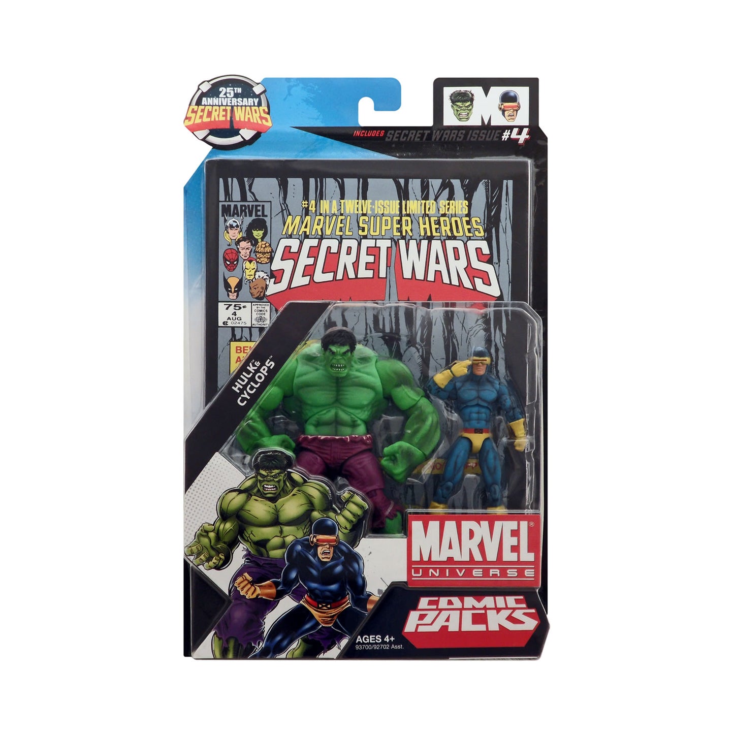 Marvel Universe Hulk & Cyclops 25th Anniversary Secret Wars 3.75-Inch Action Figure Comic Pack