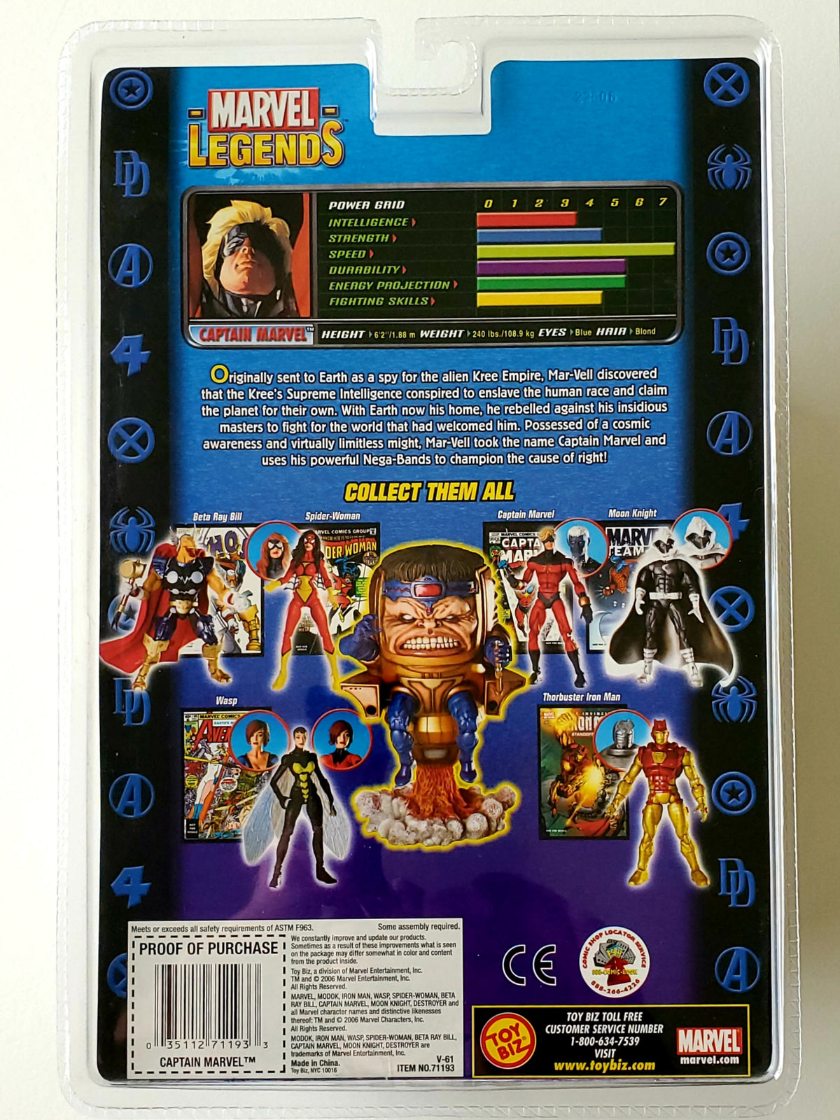 Modok Toy Marvel Legends MODOK Series Captain Marvel (Red & Blue Costume) 6-Inch ...