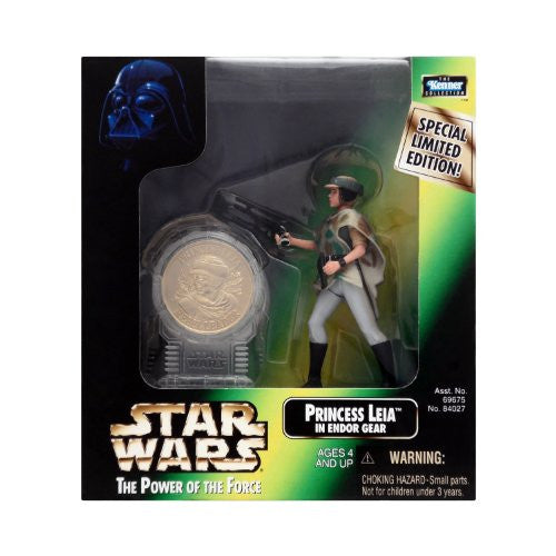 Star Wars: Power of the Force Millennium Coin Princess Leia in Endor Gear 3.75-Inch Action Figure